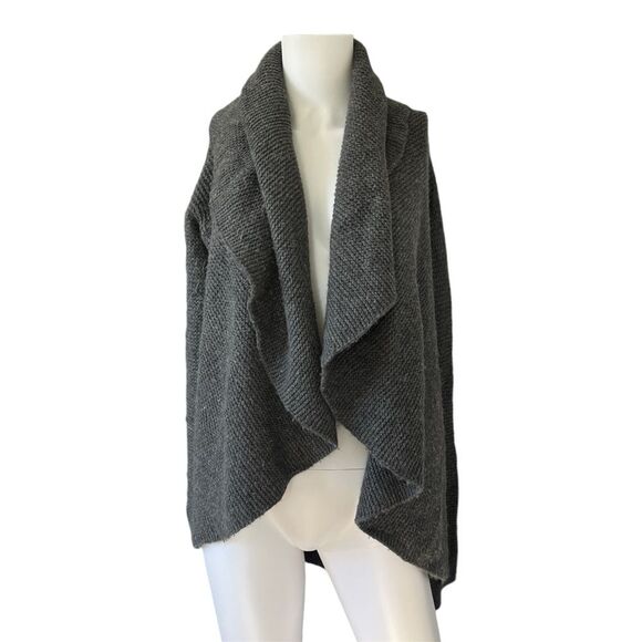 Talbots Sweaters - Talbots Gray Cardigan Sweater Wool Silk Open Front Draped Womens Size Large